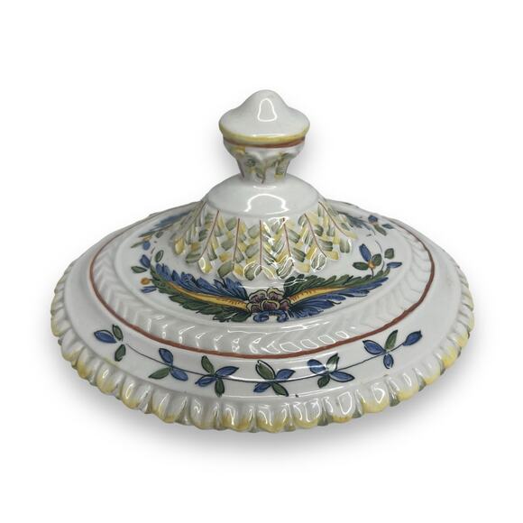 Hand Painted Vintage Italian Faience Footed Porcelain Tureen W/ Underplate Italy - Picture 10 of 15